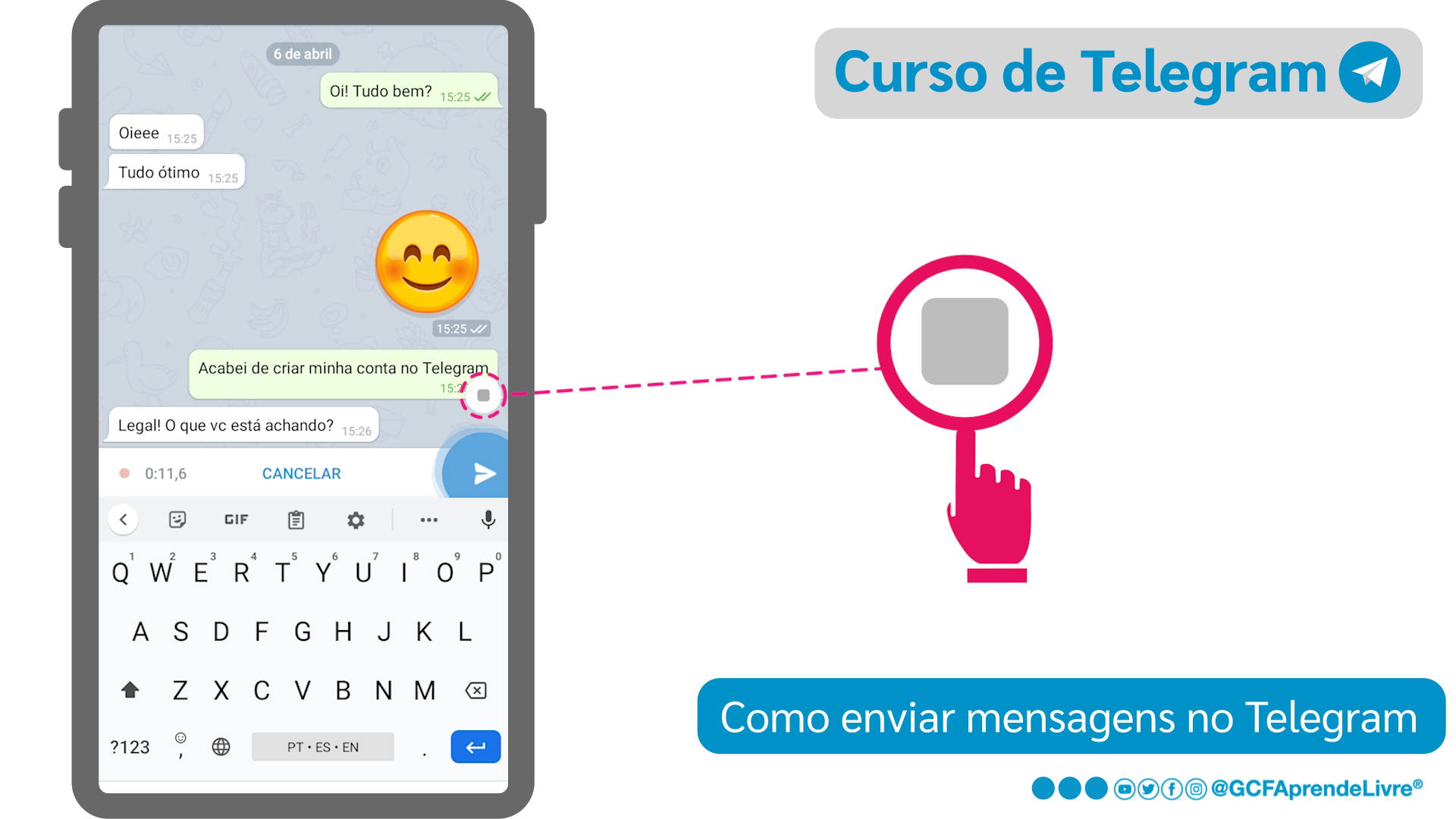 Como enviar mensagem de voz pelo Telegram: passo 4